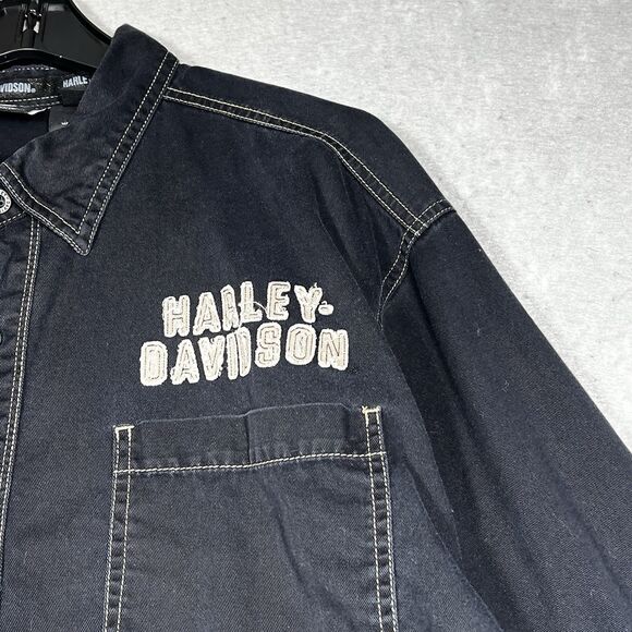 HARLEY DAVIDSON Classic Eagle EMBROIDERED Garage Shirt Men’s 2XL Long Sleeve - Picture 6 of 14